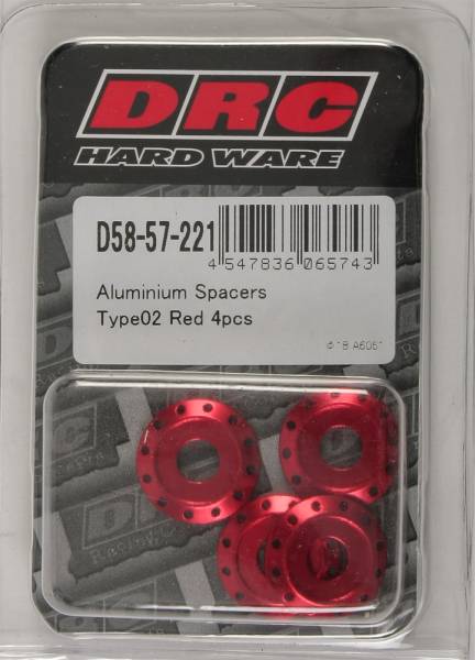 DRC - ALUMINUM SPACERS TYPE 2 RED M6X12MM 4/PK - Image 1