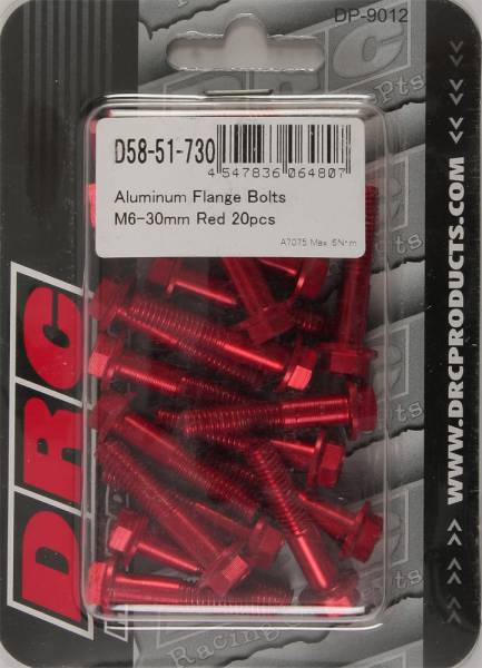 DRC - ALUMINUM FLANGE BOLTS RED M6X30MM 20/PK - Image 1