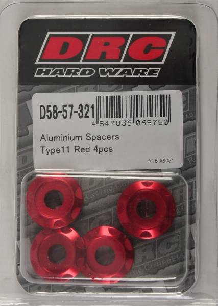 DRC - ALUMINUM SPACERS TYPE 11 RED M6X12MM 4/PK - Image 1