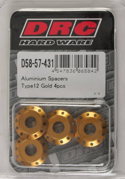 DRC - ALUMINUM SPACERS TYPE 12 GOLD M6X12MM 4/PK - Image 1