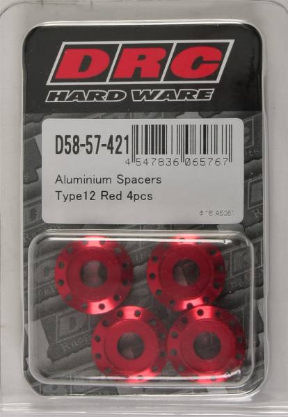 DRC - ALUMINUM SPACERS TYPE 12 RED M6X12MM 4/PK - Image 1