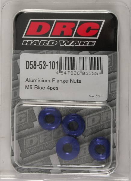 DRC - ALUMINUM FLANGE NUTS BLUE M6X12MM 4/PK - Image 1