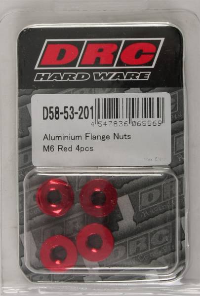 DRC - ALUMINUM FLANGE NUTS RED M6X12MM 4/PK - Image 1