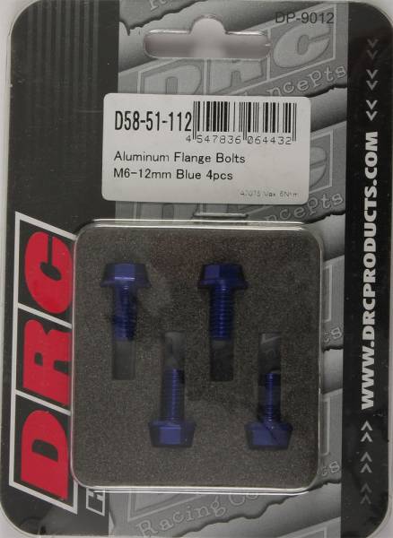 DRC - ALUMINUM FLANGE BOLTS BLUE M6X12MM 4/PK - Image 1