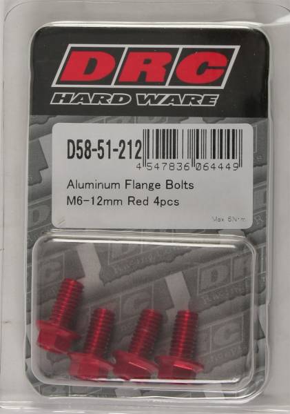 DRC - ALUMINUM FLANGE BOLTS RED M6X12MM 4/PK - Image 1