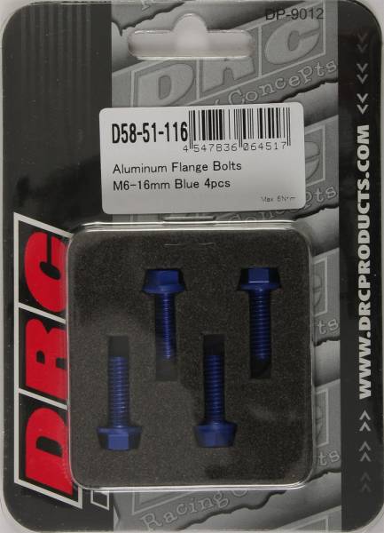 DRC - ALUMINUM FLANGE BOLTS BLUE M6X16MM 4/PK - Image 1