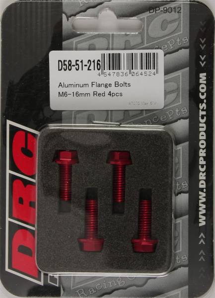 DRC - ALUMINUM FLANGE BOLTS RED M6X16MM 4/PK - Image 1