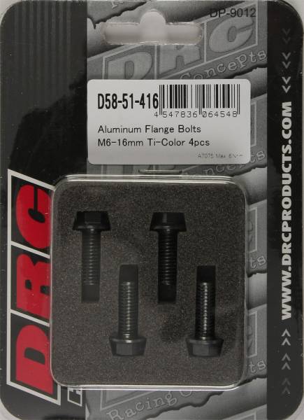 DRC - ALUMINUM FLANGE BOLTS TITANIUM M6X16MM 4/PK - Image 1