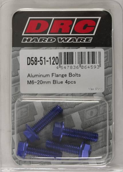 DRC - ALUMINUM FLANGE BOLTS BLUE M6X20MM 4/PK - Image 1