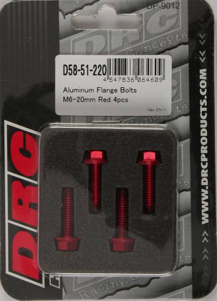 DRC - ALUMINUM FLANGE BOLTS RED M6X20MM 4/PK - Image 1