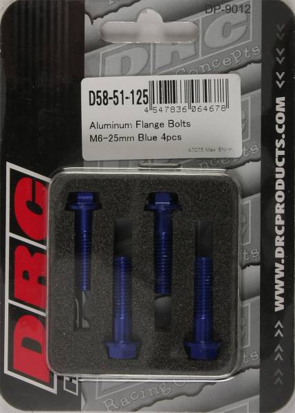 DRC - ALUMINUM FLANGE BOLTS BLUE M6X25MM 4/PK - Image 1