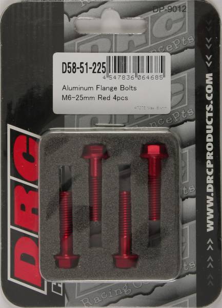 DRC - ALUMINUM FLANGE BOLTS RED M6X25MM 4/PK - Image 1