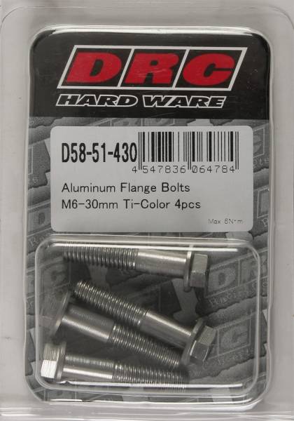 DRC - ALUMINUM FLANGE BOLTS TITANIUM M6X30MM 4/PK - Image 1