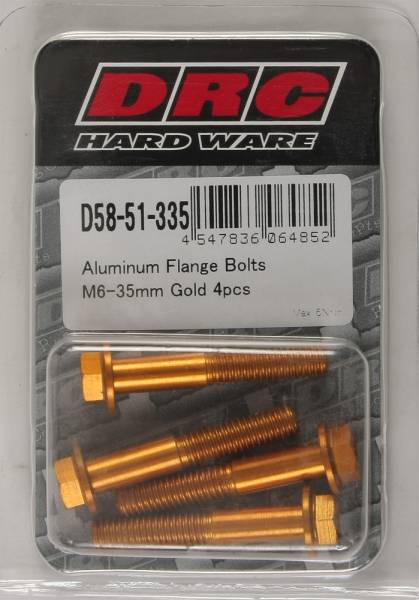 DRC - ALUMINUM FLANGE BOLTS GOLD M6X35MM 4/PK - Image 1