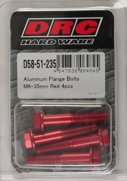 DRC - ALUMINUM FLANGE BOLTS RED M6X35MM 4/PK - Image 1