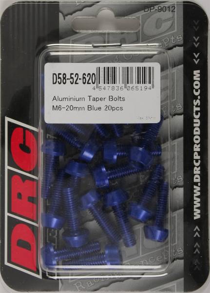 DRC - ALUMINUM TAPER BOLTS BLUE M6X20MM 20/PK - Image 1