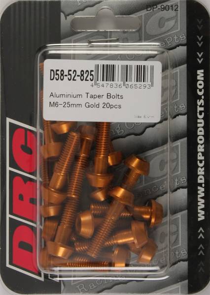 DRC - ALUMINUM TAPER BOLTS GOLD M6X25MM 20/PK - Image 1