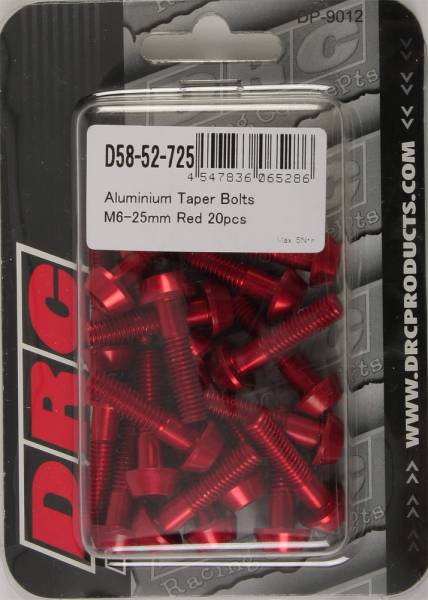 DRC - ALUMINUM TAPER BOLTS RED M6X25MM 20/PK - Image 1