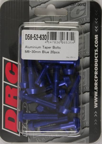 DRC - ALUMINUM TAPER BOLTS BLUE M6X30MM 20/PK - Image 1