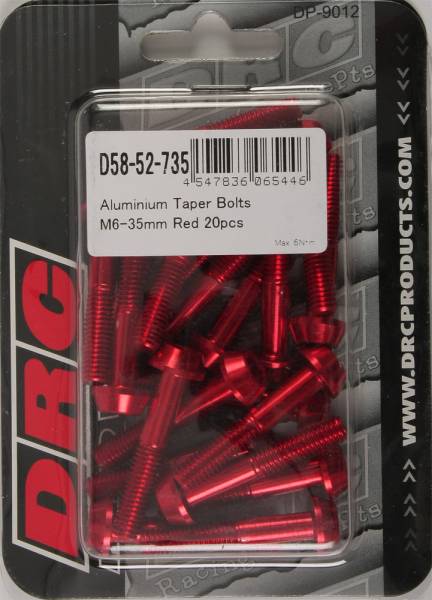 DRC - ALUMINUM TAPER BOLTS RED M6X35MM 20/PK - Image 1