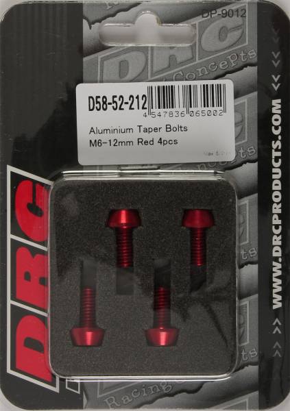 DRC - ALUMINUM TAPER BOLTS RED M6X12MM 4/PK - Image 1