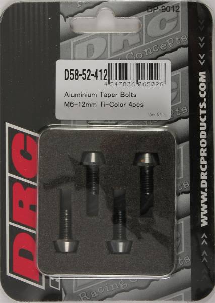 DRC - ALUMINUM TAPER BOLTS TITANIUM M6X12MM 4/PK - Image 1