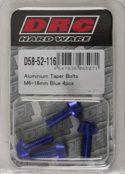 DRC - ALUMINUM TAPER BOLTS BLUE M6X16MM 4/PK - Image 1