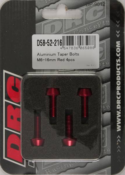 DRC - ALUMINUM TAPER BOLTS RED M6X16MM 4/PK - Image 1