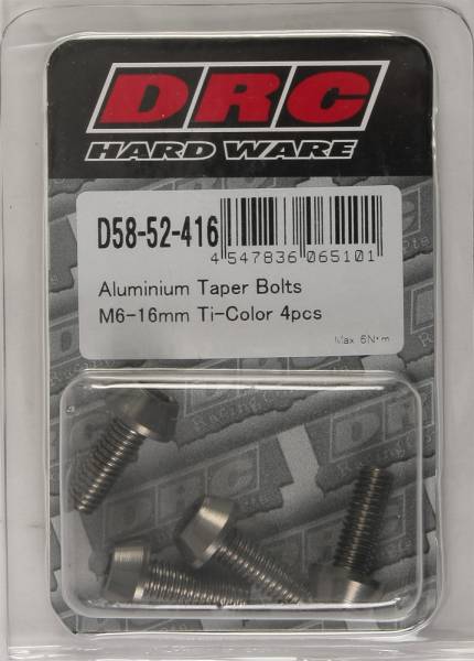 DRC - ALUMINUM TAPER BOLTS TITANIUM M6X16MM 4/PK - Image 1