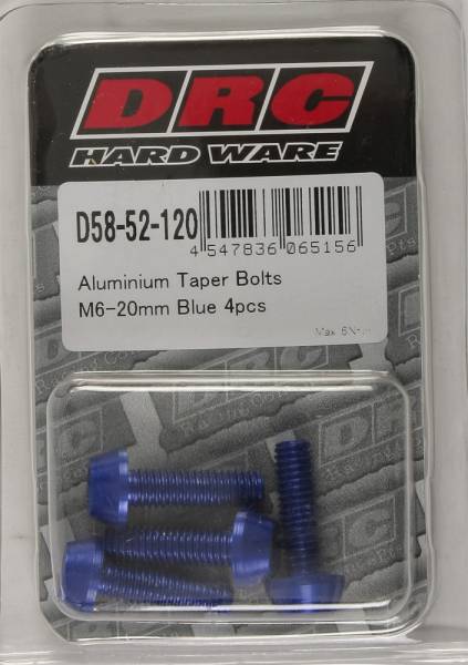 DRC - ALUMINUM TAPER BOLTS BLUE M6X20MM 4/PK - Image 1