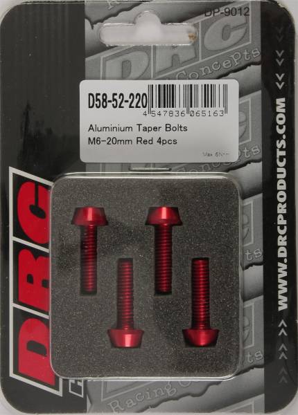 DRC - ALUMINUM TAPER BOLTS RED M6X20MM 4/PK - Image 1