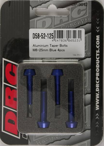 DRC - ALUMINUM TAPER BOLTS BLUE M6X25MM 4/PK - Image 1