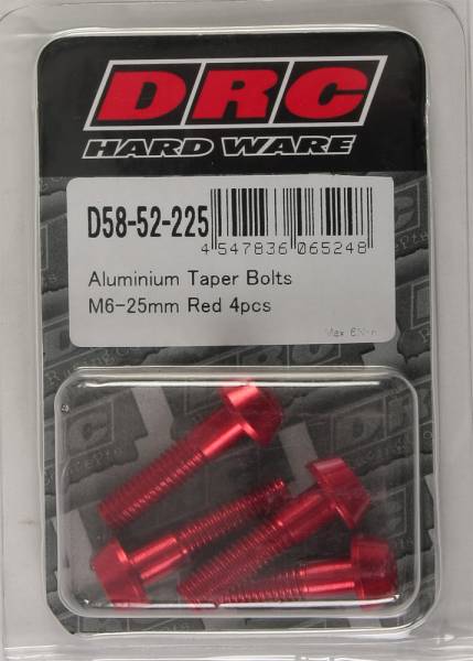 DRC - ALUMINUM TAPER BOLTS RED M6X25MM 4/PK - Image 1