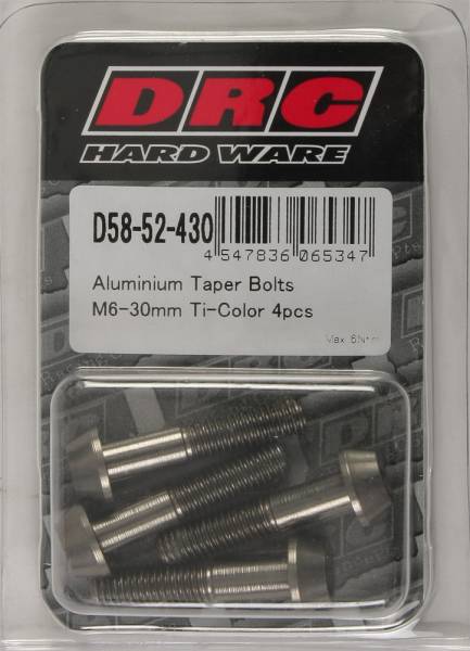 DRC - ALUMINUM TAPER BOLTS TITANIUM M6X30MM 4/PK - Image 1