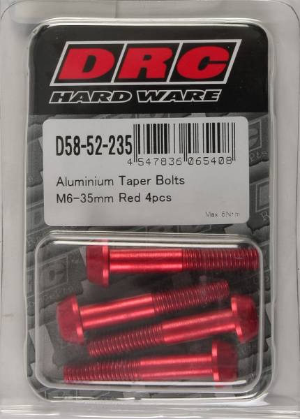 DRC - ALUMINUM TAPER BOLTS RED M6X35MM 4/PK - Image 1