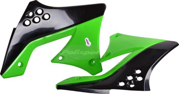 POLISPORT - RADIATOR SHROUD BLACK/GREEN - Image 1