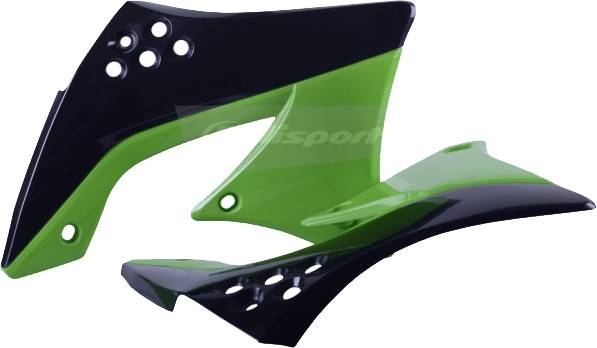 POLISPORT - RADIATOR SHROUD BLACK/GREEN - Image 1