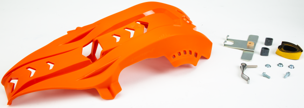 POLISPORT - FORTRESS SKID PLATE WITH LINK PROTECTOR ORANGE KTM - Image 1