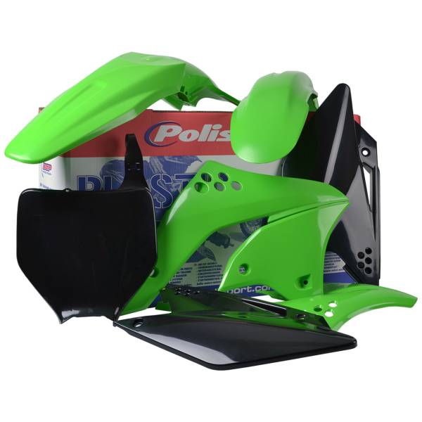 POLISPORT - PLASTIC BODY KIT GREEN/BLACK KAW - Image 1