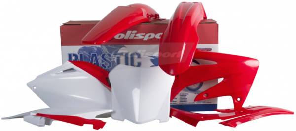 POLISPORT - PLASTIC BODY KIT RED W/WHITE - Image 1