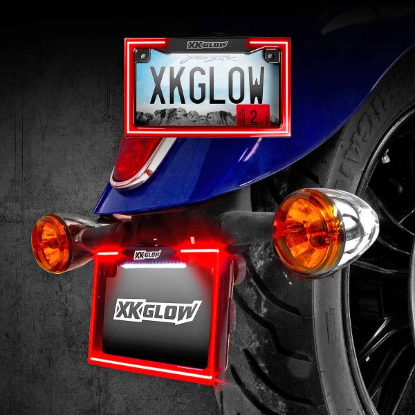 XK GLOW - LICENSE PLATE FRAME LIGHT WITH TURN SIGNAL CHROME - Image 1