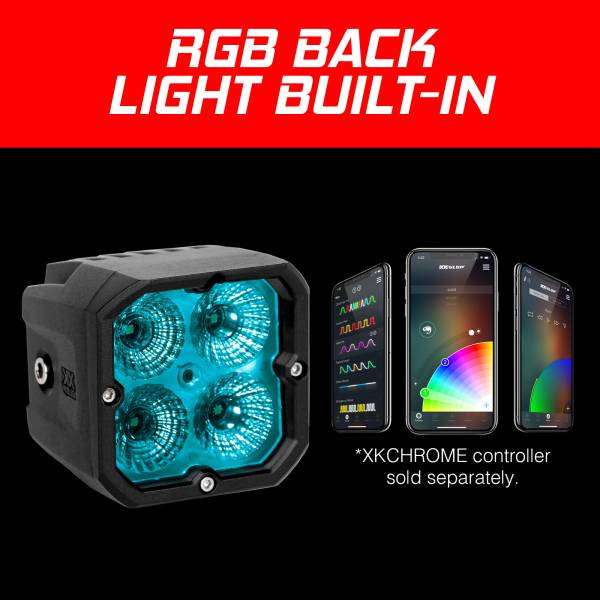 XK GLOW - 20W RGB POD LIGHTS FLOOD BEAM PR - Image 1