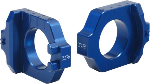 WORKS - AXLE BLOCKS ELITE KAW/SUZ BLUE - Image 1