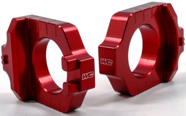 WORKS - AXLE BLOCKS ELITE KAW/SUZ RED - Image 1