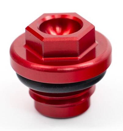 WORKS - OIL FILLER PLUG RED - Image 1