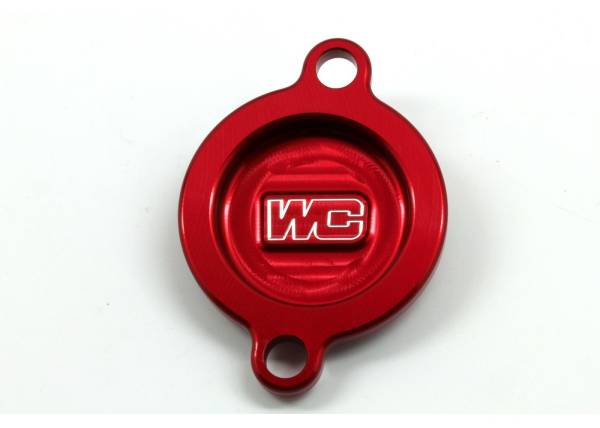 WORKS - OIL FILTER COVER RED KTM/HUS/GAS - Image 1