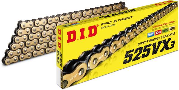 D.I.D - CHAIN 525VX3 120L GOLD/BLACK - Image 1