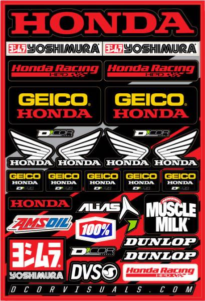 D-COR - TEAM GEICO HONDA DECAL SHEET 12"X18" - Image 1