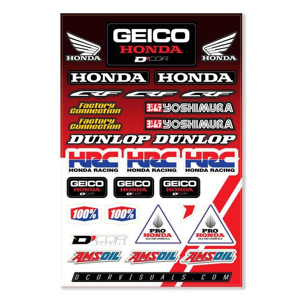 D-COR - GEICO HONDA HRC DECAL SHEET GEICO HONDA HRC DECAL 12MIL - Image 1