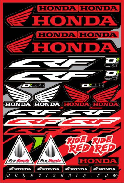 D-COR - HONDA DECAL SHEET 12"X18" - Image 1